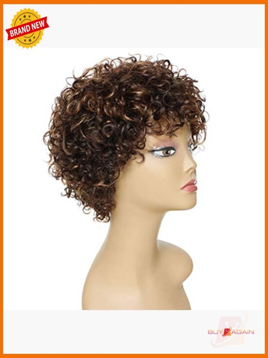 Short Curly Human Hair Wig 150% Density Glueless Pixie Cut Bouncy Curls Wear main image 4